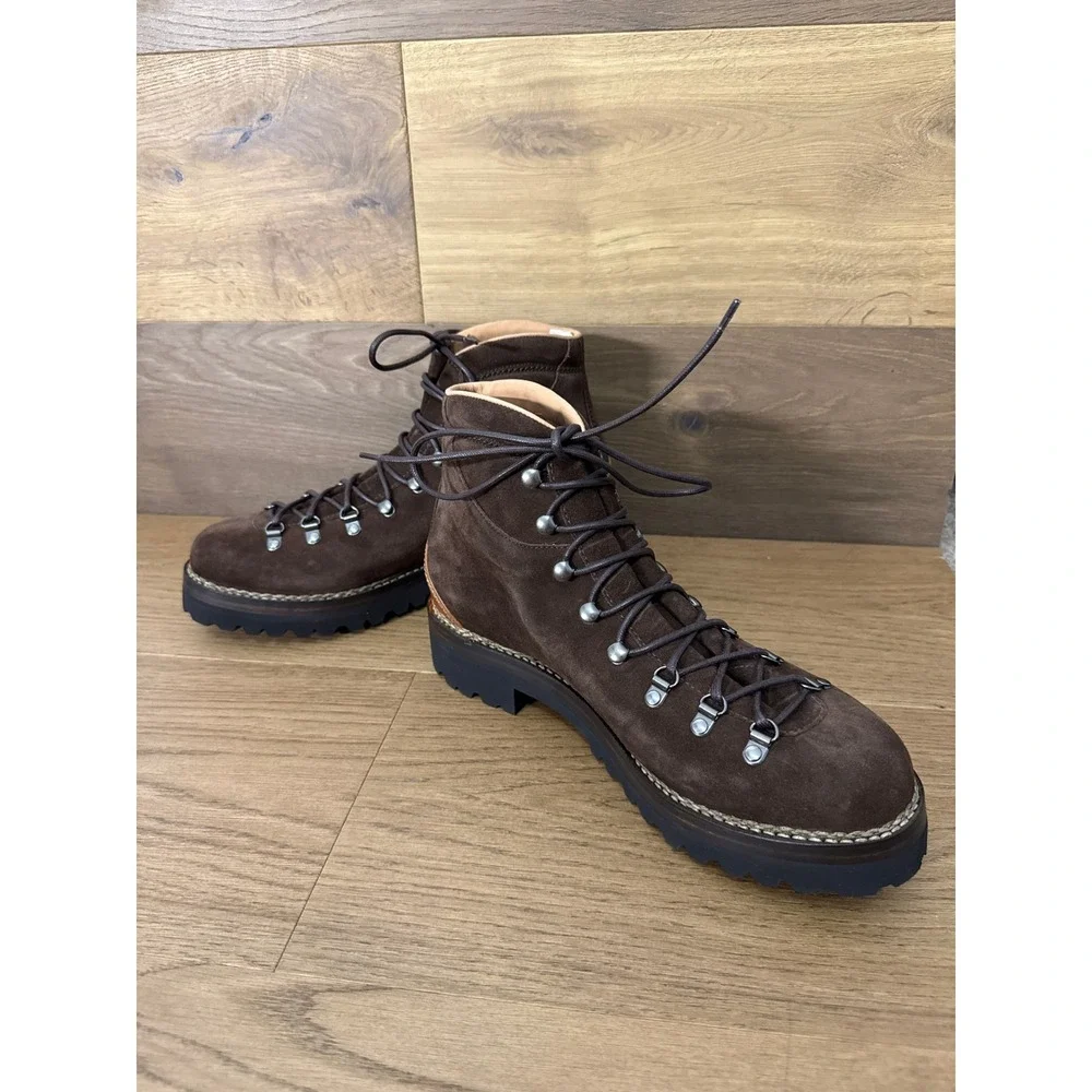 Ralph Lauren Darrow‎ Lug Brown Calf Suede Hiking Boots Mens 11.5 D Italy Vibram